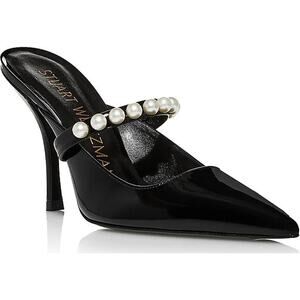 Stuart Weitzman Goldie 100 Women's Black Patent Leather Pump Mules US9